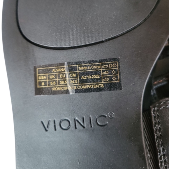Vionic Alvana Black Women's Leather Geometic Cutout Thong  Sandals Sz 8 - Picture 7 of 9